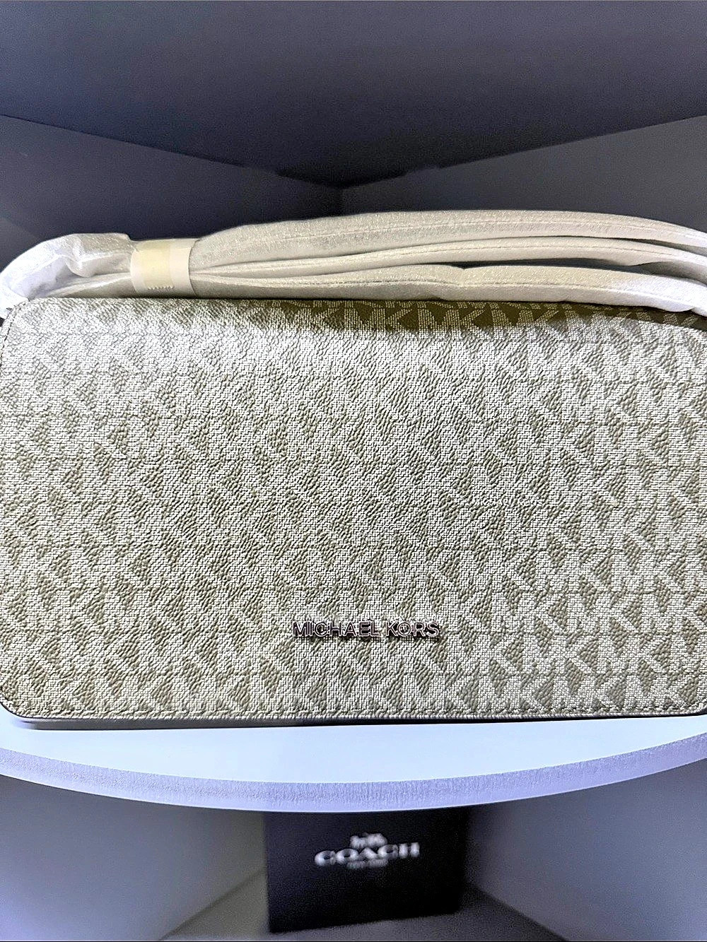 Michael Kors Jet Set Travel Crossbody Bag Green & White